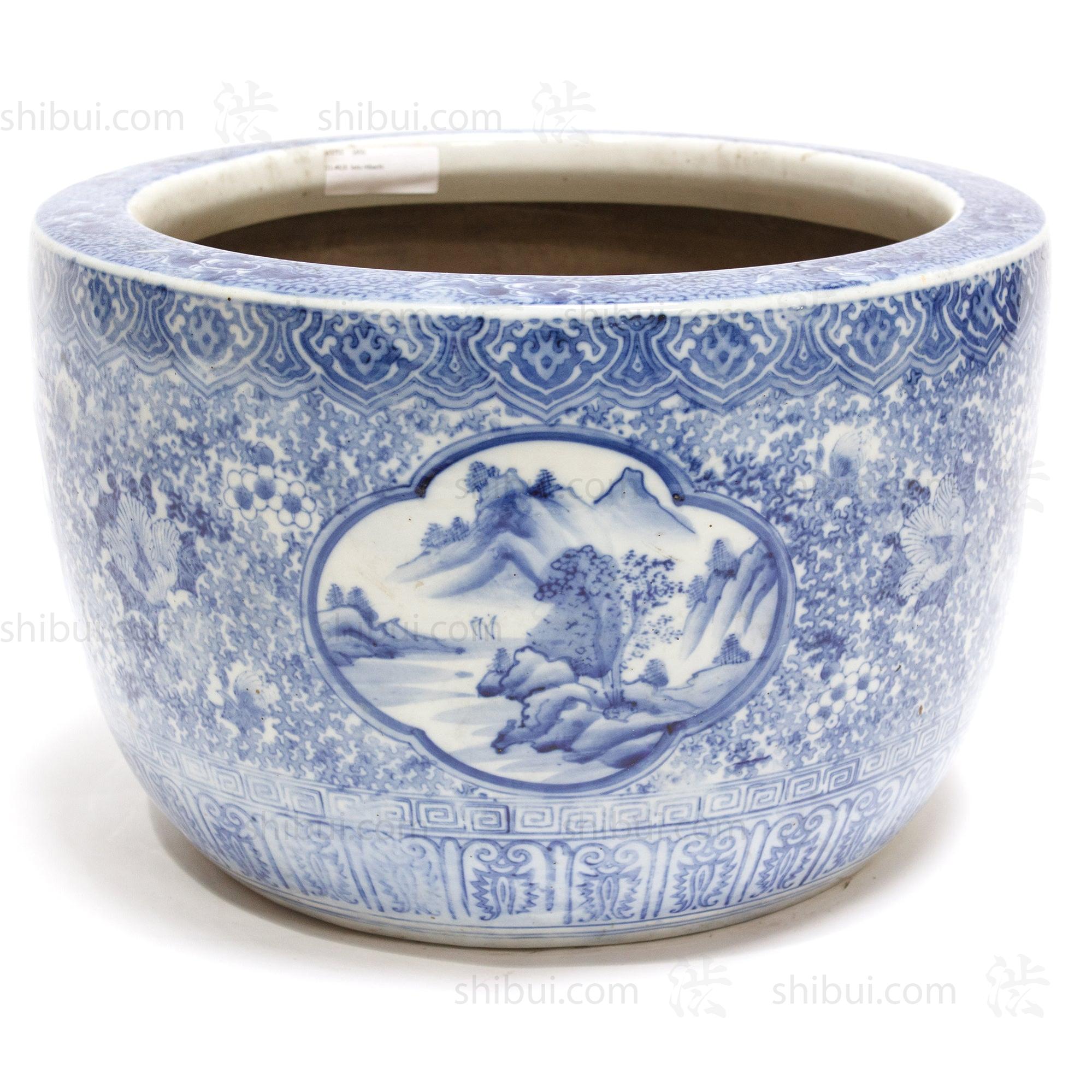 Japanese Ceramic Blue and White Hibachi