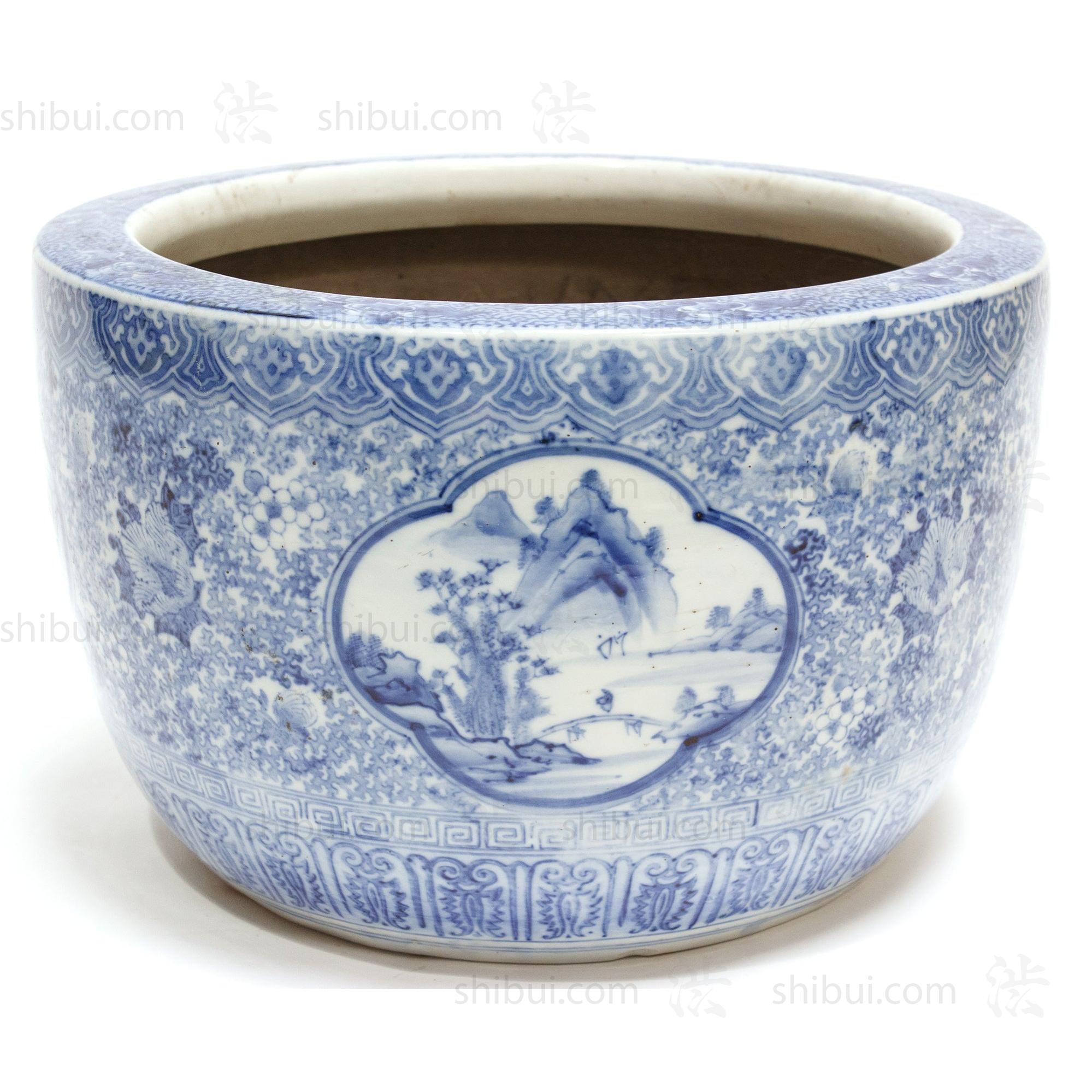 Japanese Ceramic Blue and White Hibachi