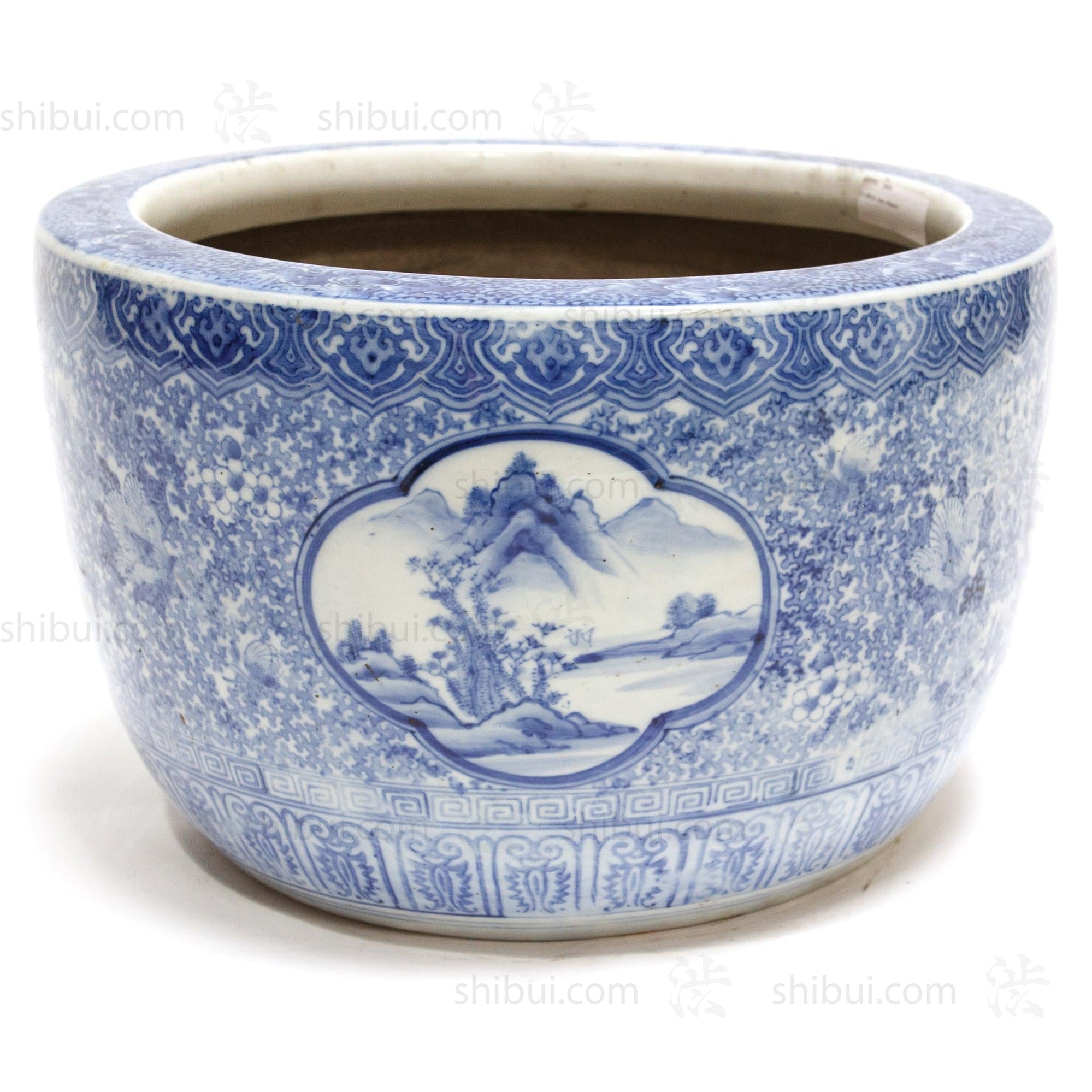 Japanese Ceramic Blue and White Hibachi