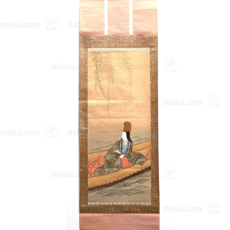 Antique Japanese Kamuro Bune "Ship Crossing The River"