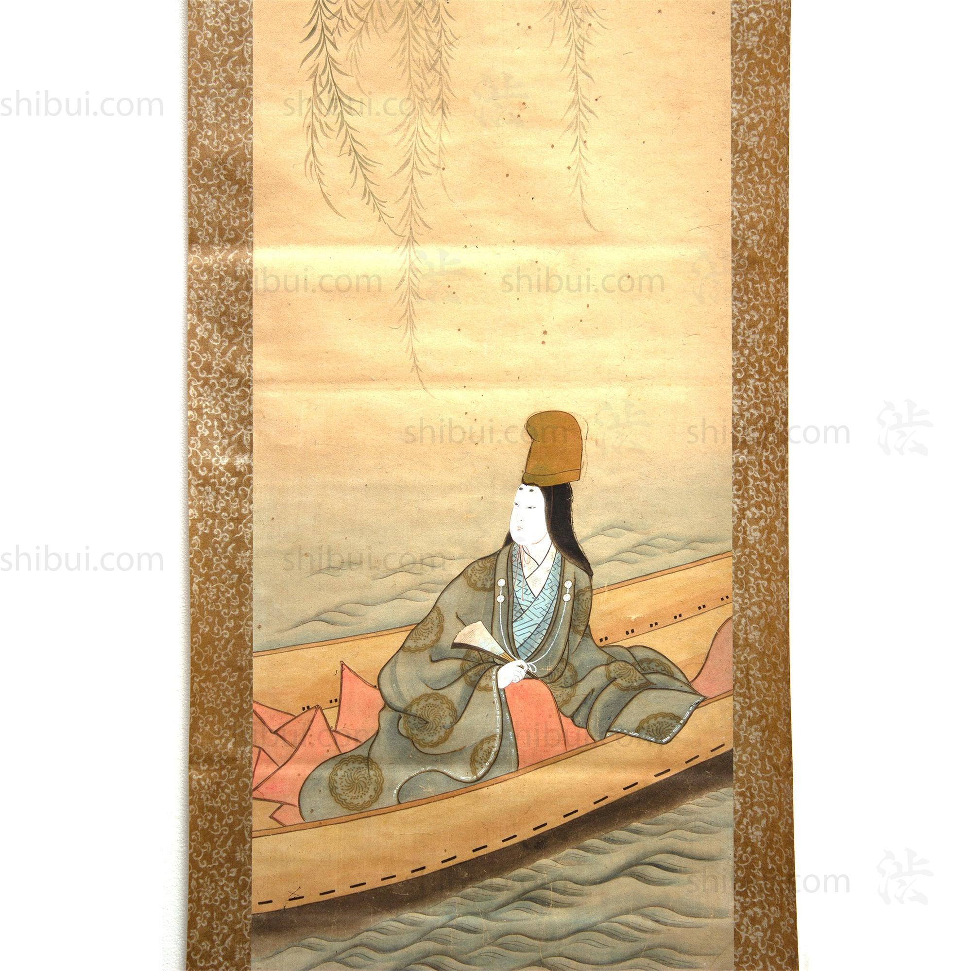 Antique Japanese Kamuro Bune "Ship Crossing The River"