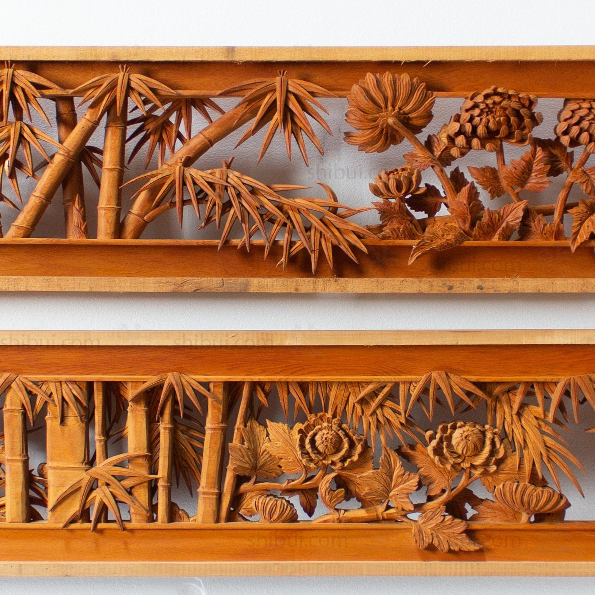 Carved Ranma | Japanese Transom Screen | Sugi (Japanese Cedar) | Japanese Architectural Decor