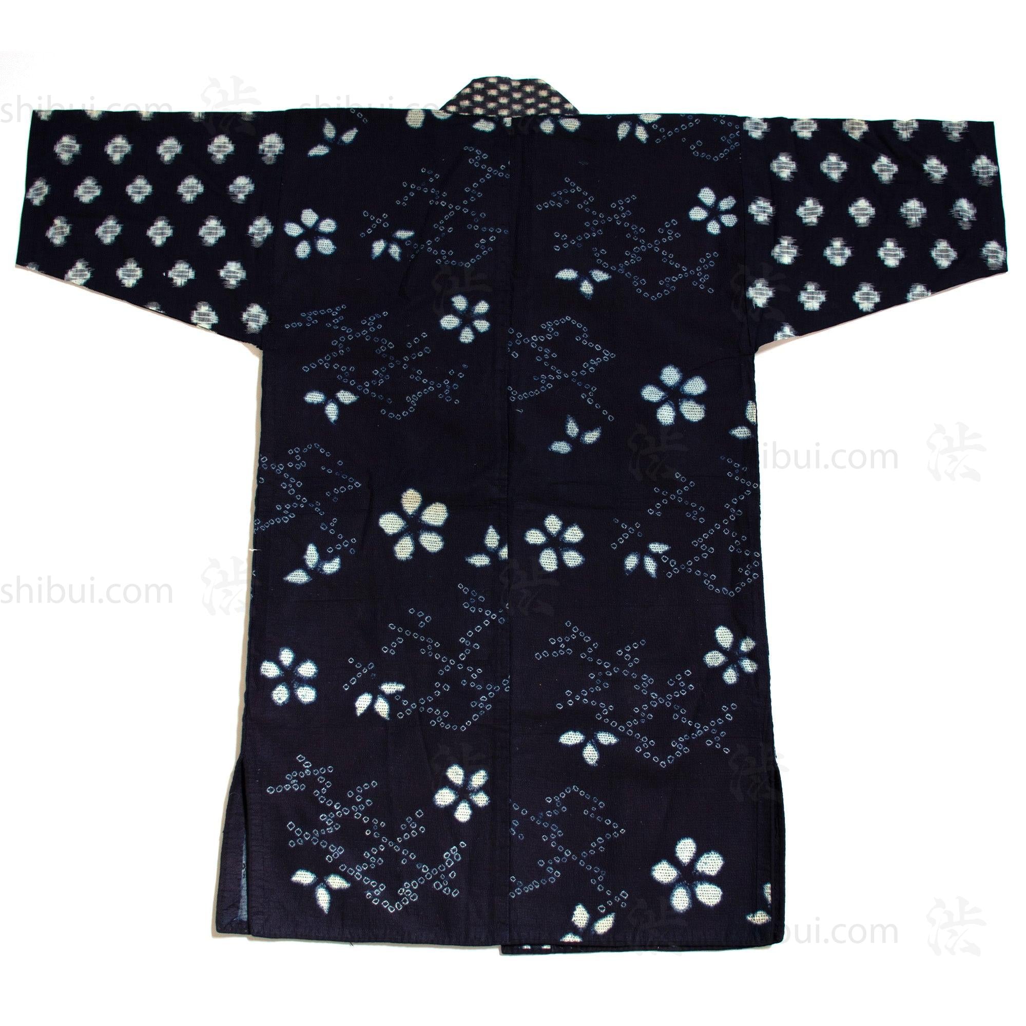 Antique Japanese Boro, Shibori, Sashiko Indigo Kimono
