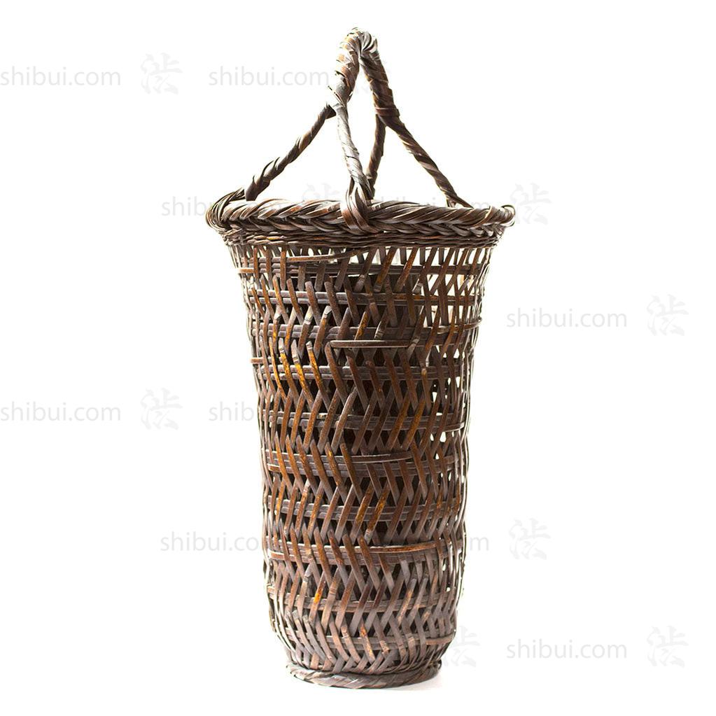Tall Japanese Antique Bamboo Ikebana Flower Basket