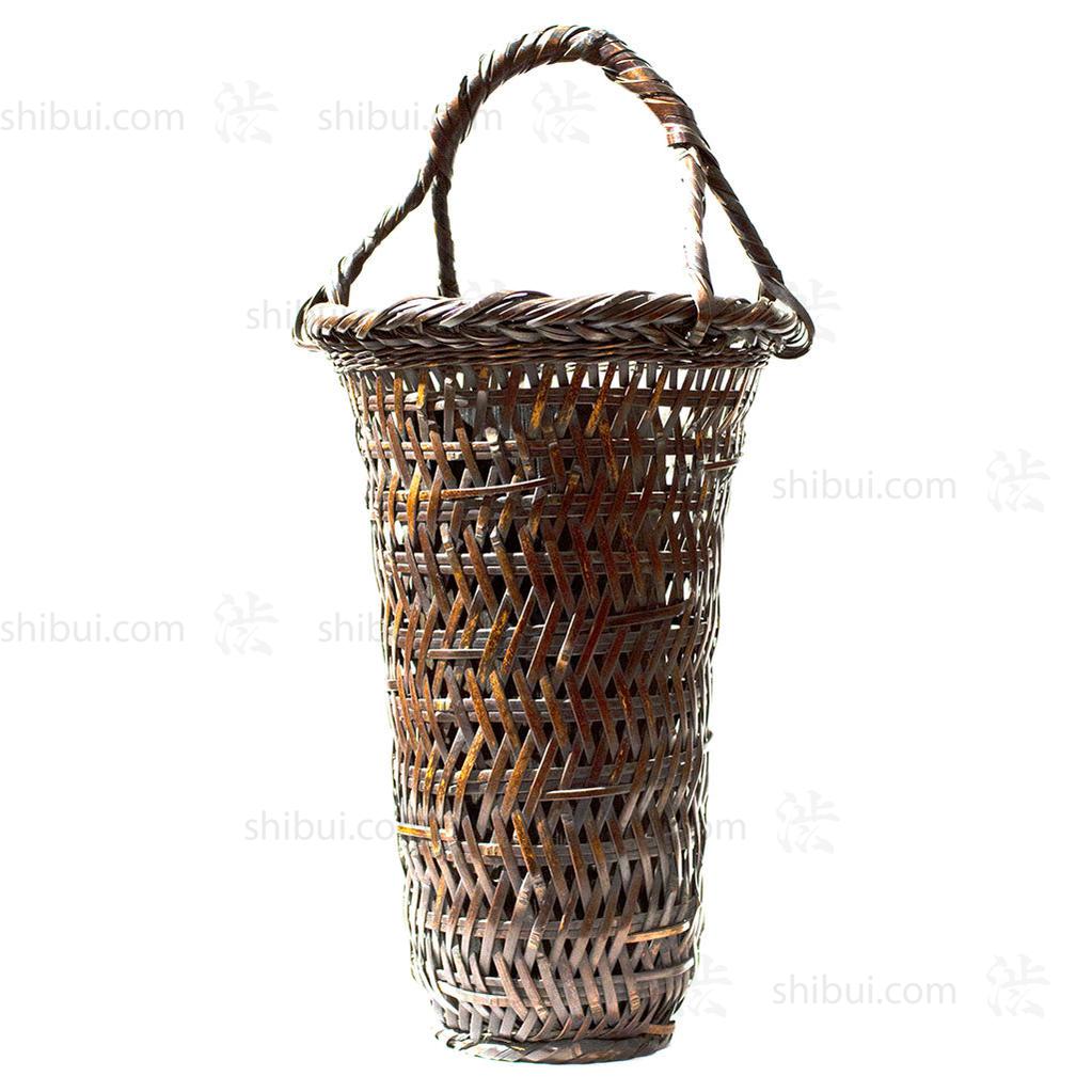 Tall Japanese Antique Bamboo Ikebana Flower Basket