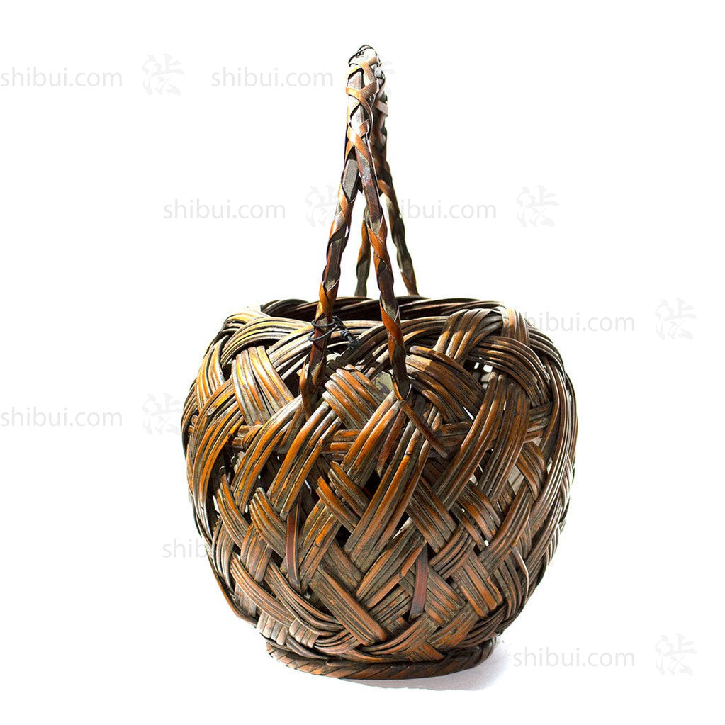 Taisho Era Japanese Antique Bamboo Ikebana Flower Basket