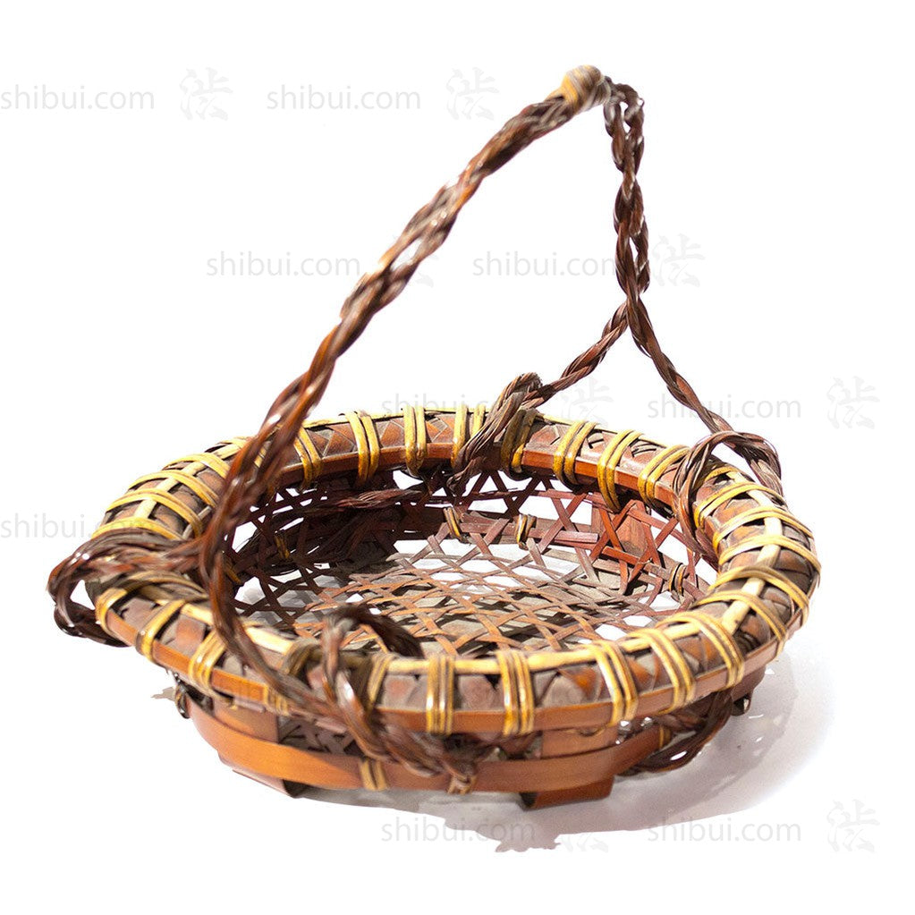 Low Japanese Bamboo Ikebana Flower Basket