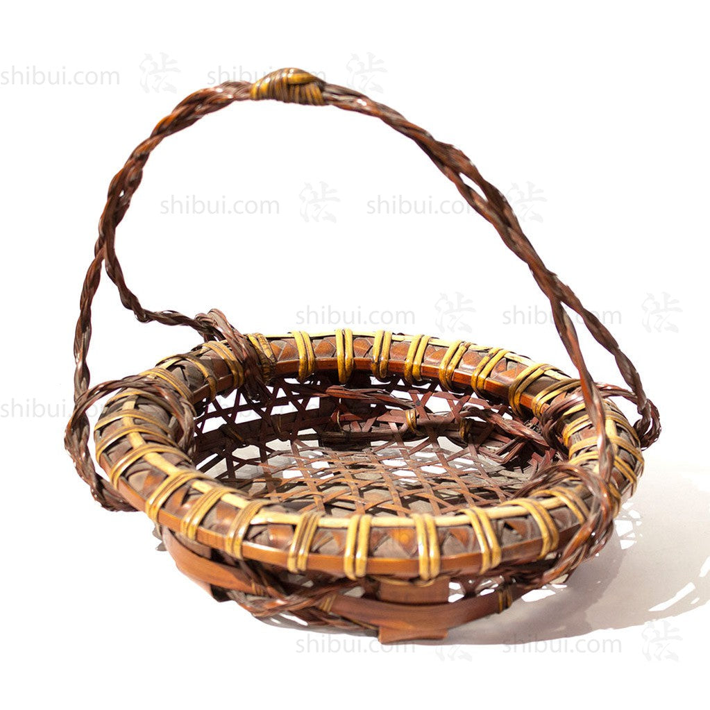 Low Japanese Bamboo Ikebana Flower Basket