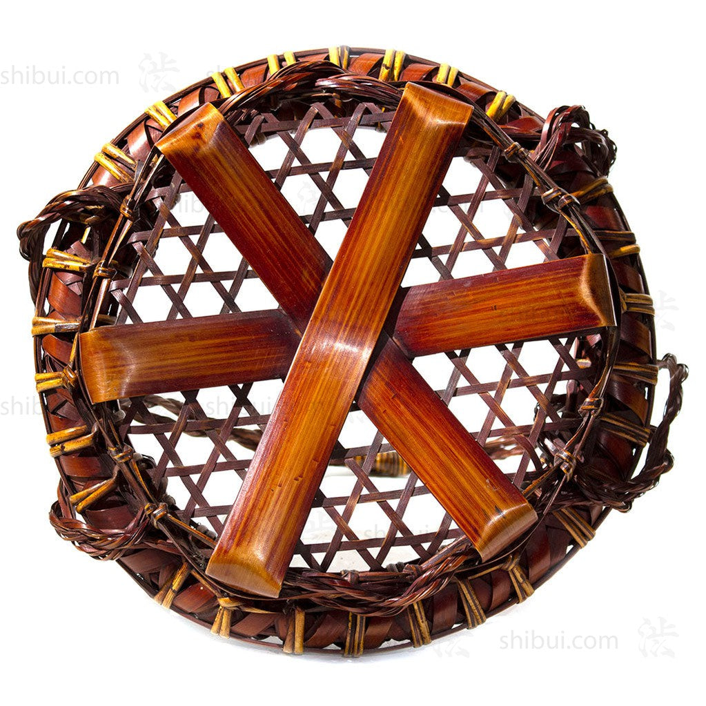 Low Japanese Bamboo Ikebana Flower Basket