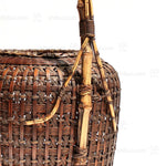 Large Meiji Era Japanese Antique Bamboo Ikebana Flower Basket