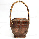 Large Meiji Era Japanese Antique Bamboo Ikebana Flower Basket