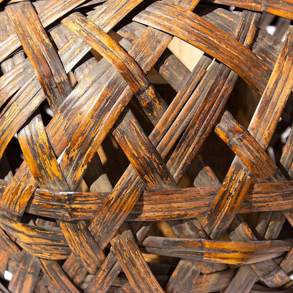 Large Antique Japanese Bamboo Ikebana Flower Basket