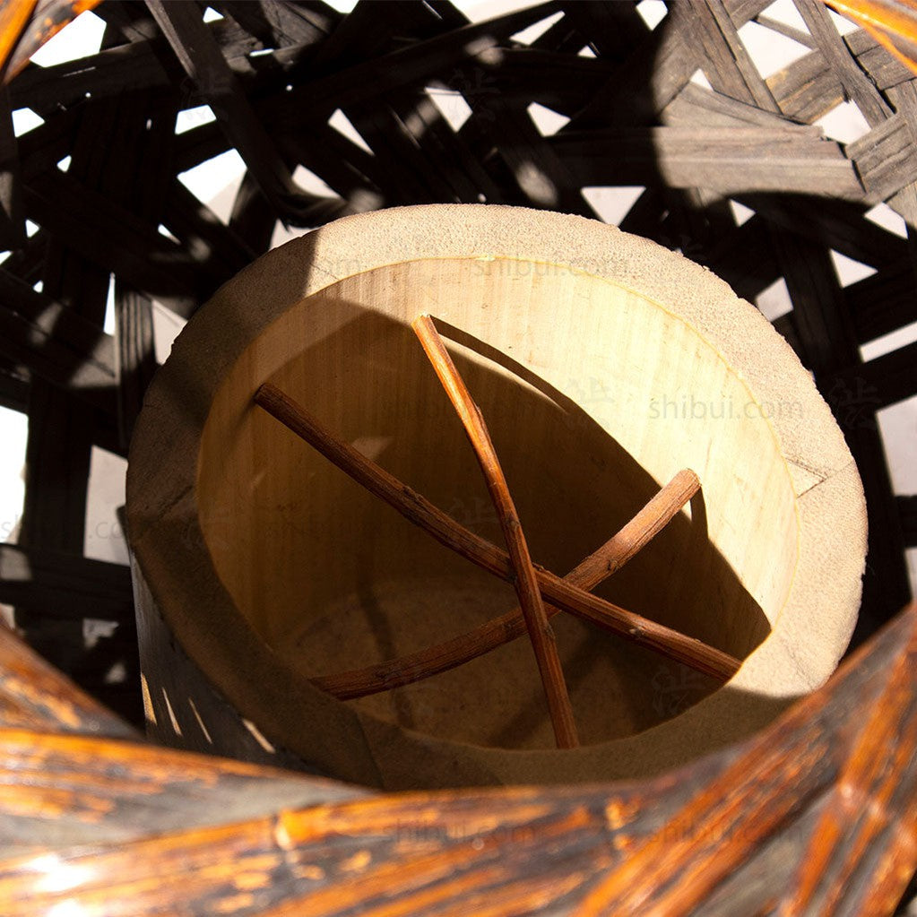 Large Antique Japanese Bamboo Ikebana Flower Basket