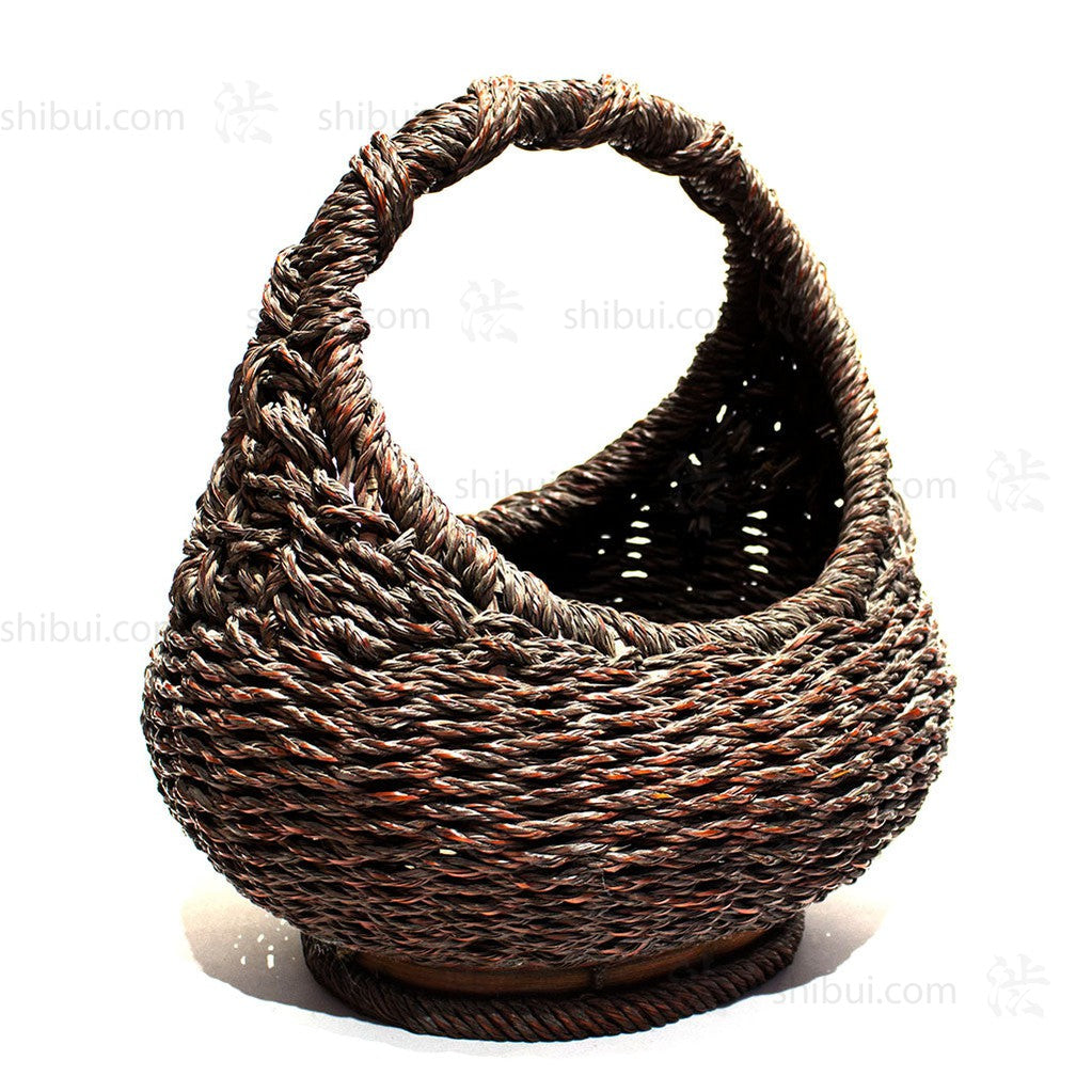 heavy rope bamboo basket Japanese Antique Bamboo Basket with Handle