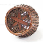 Slated Ikebana Basket with Bamboo Root Handle