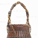 Slated Ikebana Basket with Bamboo Root Handle