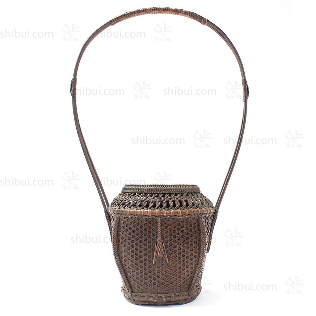 Beautifully Woven Japanese Antique Karamono style Bamboo Ikebana Flower Basket