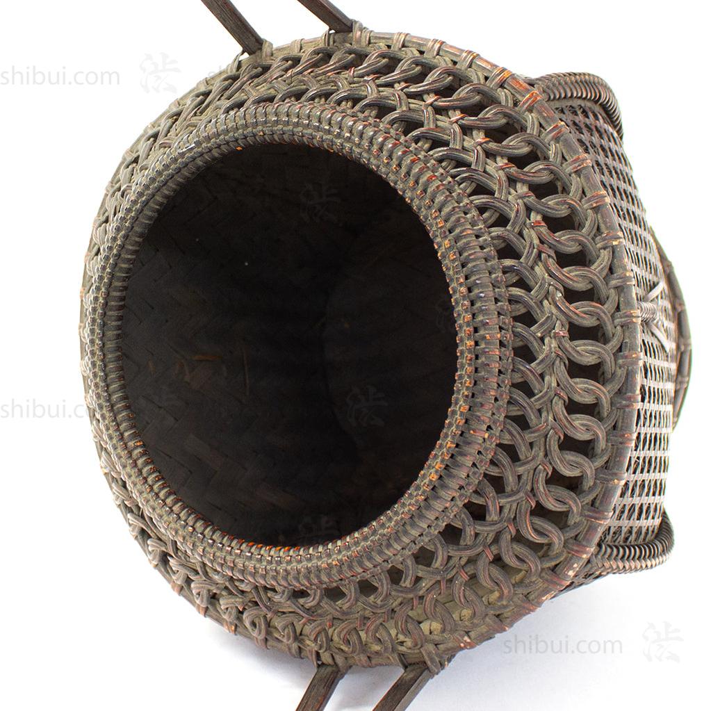 Beautifully Woven Japanese Antique Karamono style Bamboo Ikebana Flower Basket