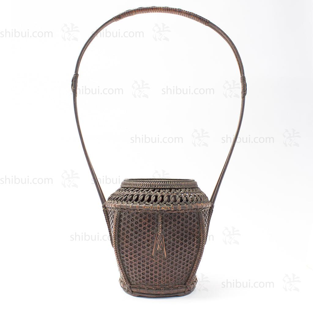 Beautifully Woven Japanese Antique Karamono style Bamboo Ikebana Flower Basket