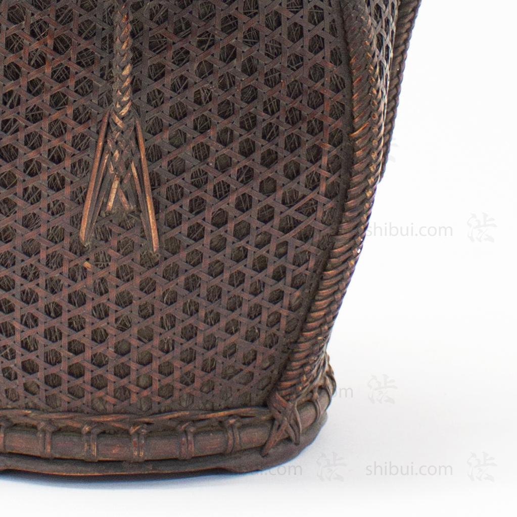 Beautifully Woven Japanese Antique Karamono style Bamboo Ikebana Flower Basket