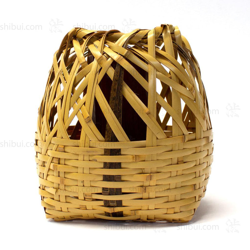 Signed Japanese Bamboo Ikebana Flower Wall Basket
