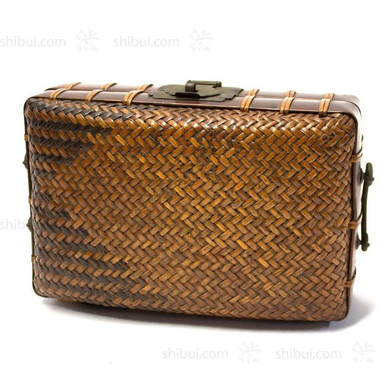 Japanese Antique Bamboo & Rattan Woven Bento Basket