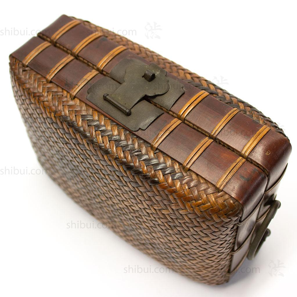 Japanese Antique Bamboo & Rattan Woven Bento Basket