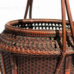 Beautifully Woven Japanese Karamono Style Antique Bamboo Ikebana Flower Basket