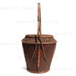 Beautifully Woven Japanese Karamono Style Antique Bamboo Ikebana Flower Basket