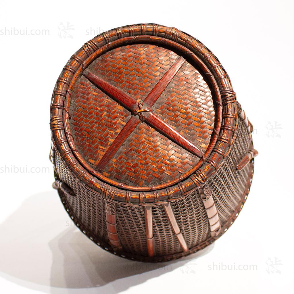 Beautifully Woven Japanese Karamono Style Antique Bamboo Ikebana Flower Basket