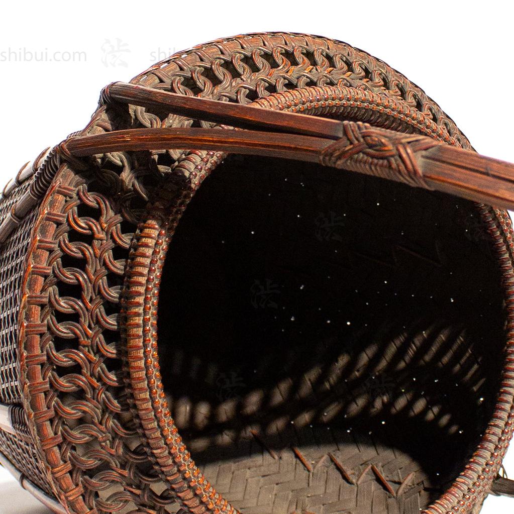 Beautifully Woven Japanese Karamono Style Antique Bamboo Ikebana Flower Basket