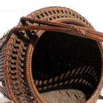Beautifully Woven Japanese Karamono Style Antique Bamboo Ikebana Flower Basket