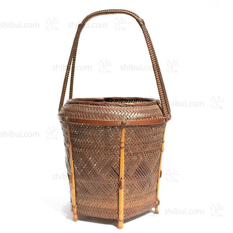 Karamono Style Japanese Signed Flower Basket