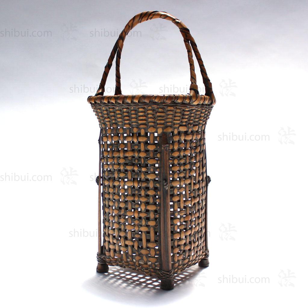 Square Vase Form Hanakago Japanese Bamboo Ikebana Flower Basket