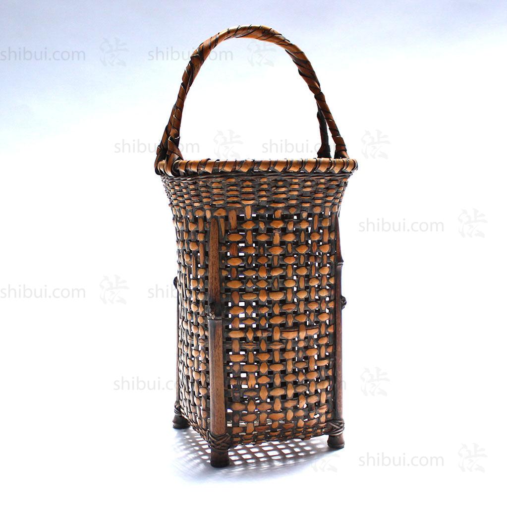 Square Vase Form Hanakago Japanese Bamboo Ikebana Flower Basket