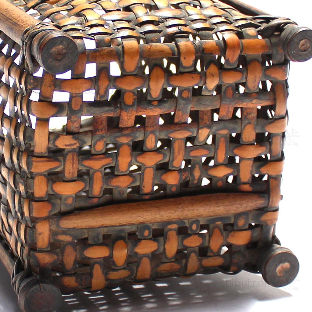 Square Vase Form Hanakago Japanese Bamboo Ikebana Flower Basket