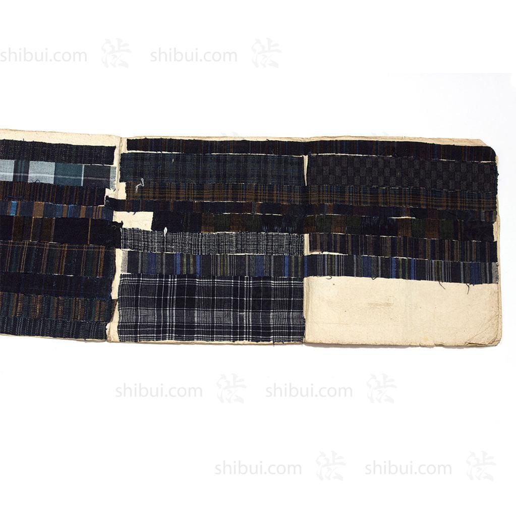 indigo dyed samples of sewn material