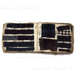 worn pieces of blue material