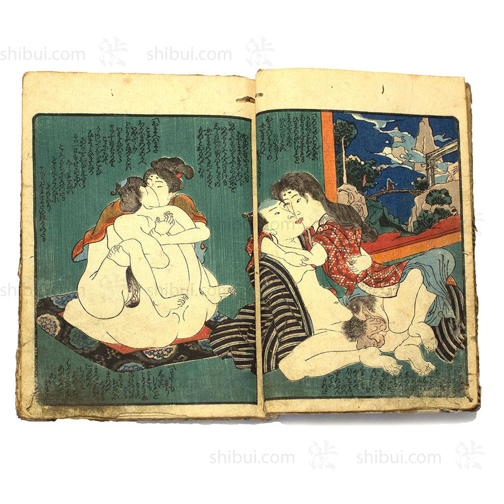 Wood Block Printed 19th Century Shunga Book