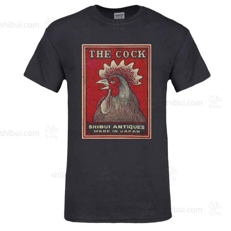 Black  "Shibui Antiques" - "The Cock" Matchbox Cover T-Shirt