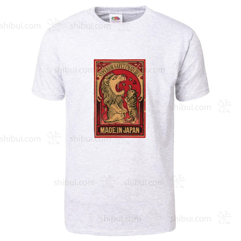 Ash Color "Lion & Cat" Matchbox Cover T-Shirt