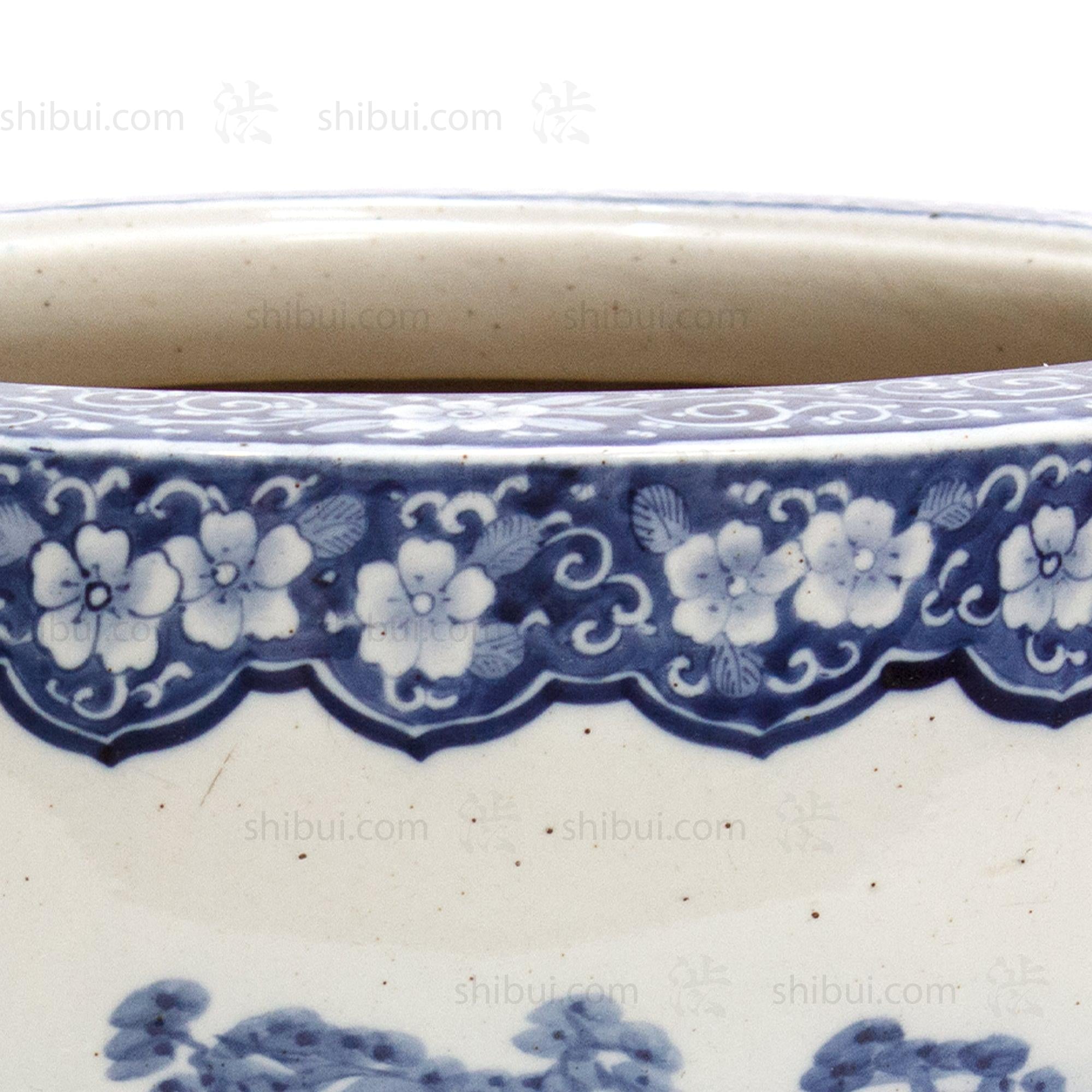 Japanese Ceramic Blue and White Hibachi