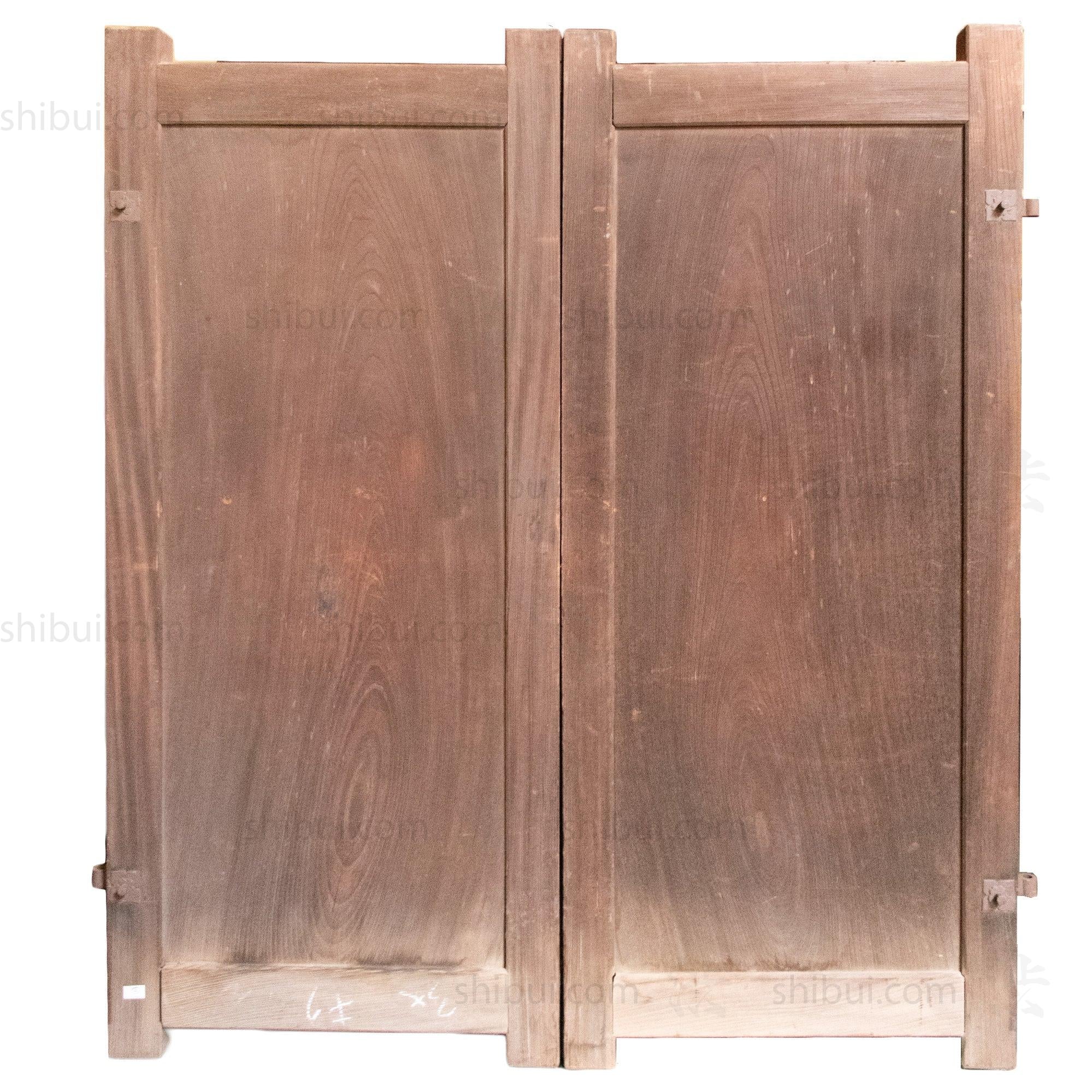 Beautiful Japanese Book Matched Keyaki Meiji Era Gate | 3 Door Set.