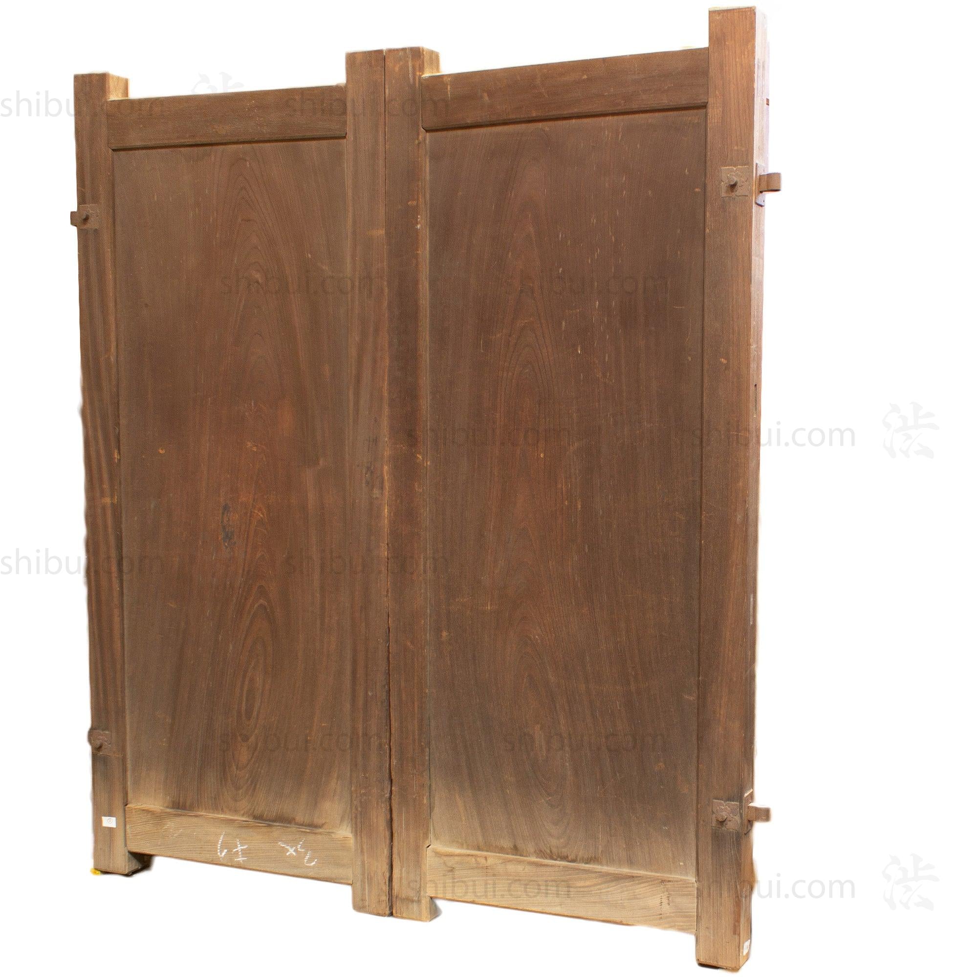 Beautiful Japanese Book Matched Keyaki Meiji Era Gate | 3 Door Set.