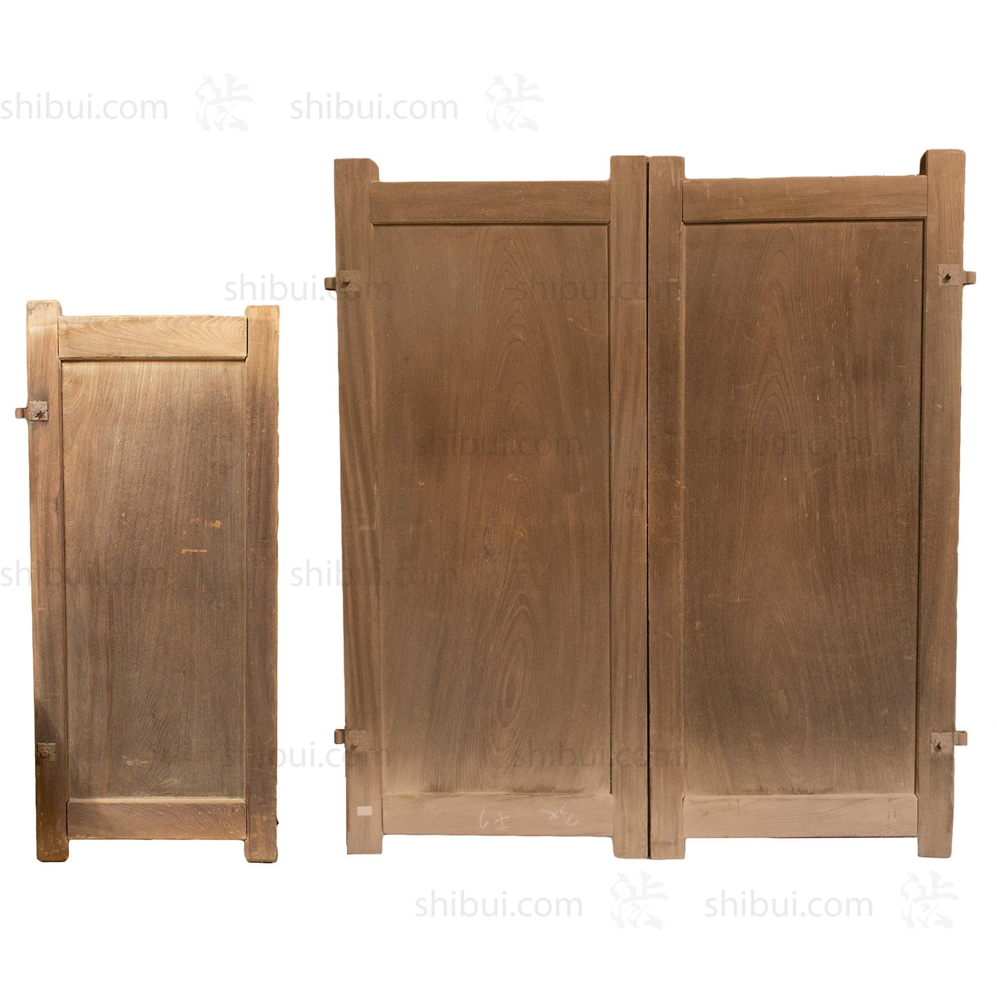 Beautiful Japanese Book Matched Keyaki Meiji Era Gate | 3 Door Set.