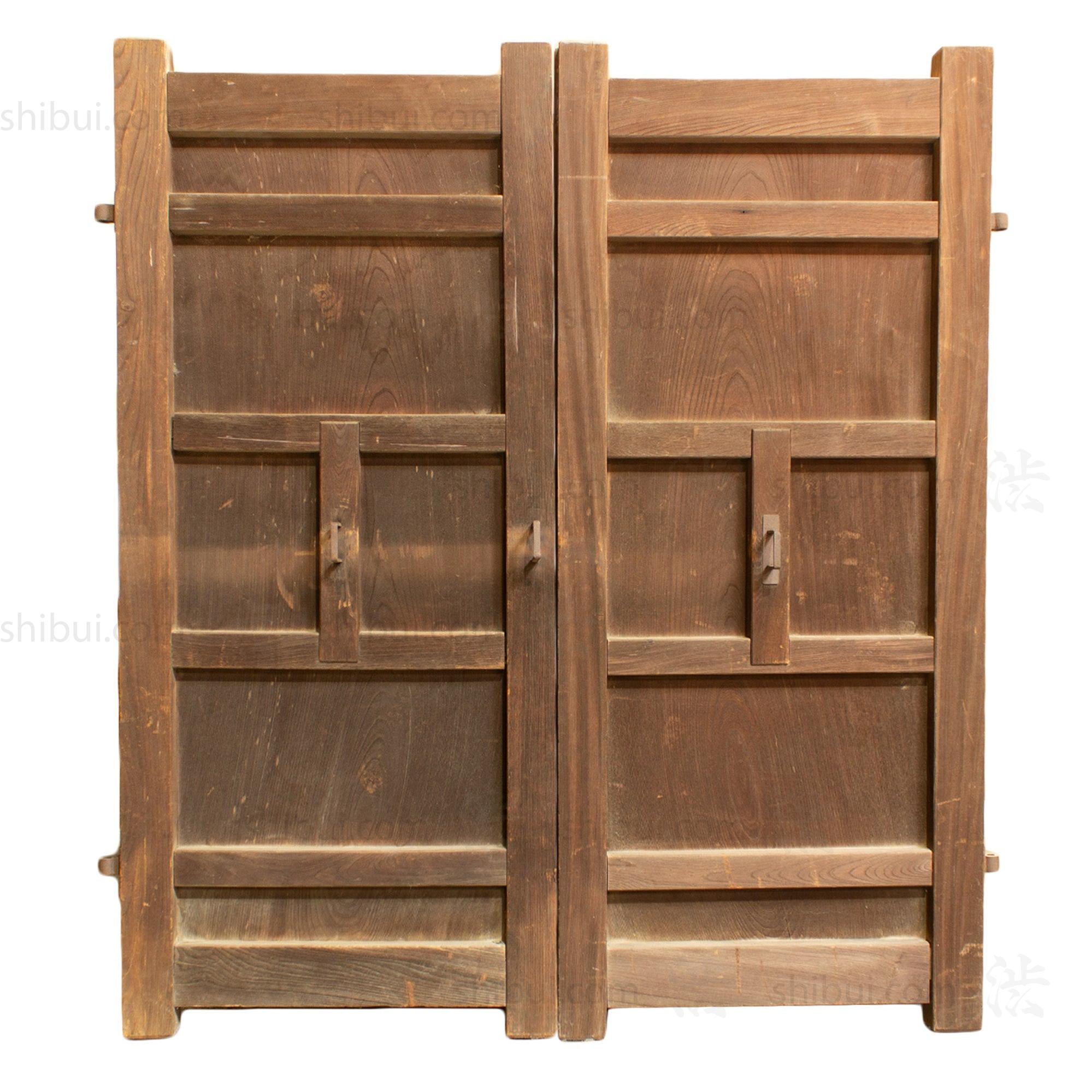 Beautiful Japanese Book Matched Keyaki Meiji Era Gate | 3 Door Set.