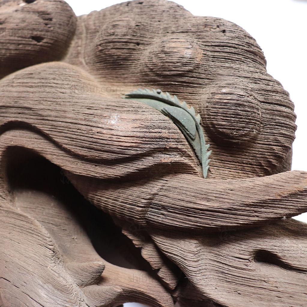 Large Pair of Japanese Antique Hand Carved Hardwood Baku Carvings