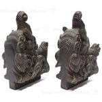 Small Pair of Japanese Antique Hand Carved Hardwood Baku Carvings