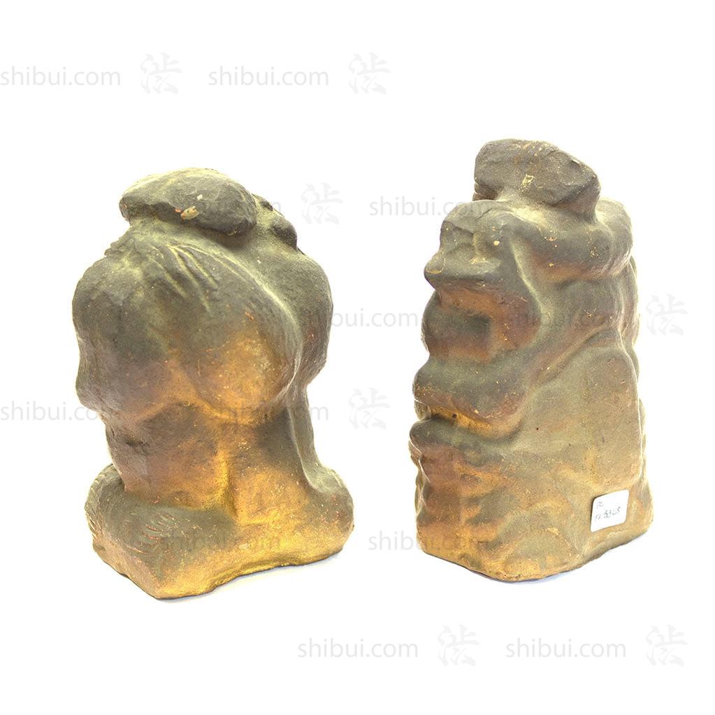 Pair of Clay Daikoku and Ebisu