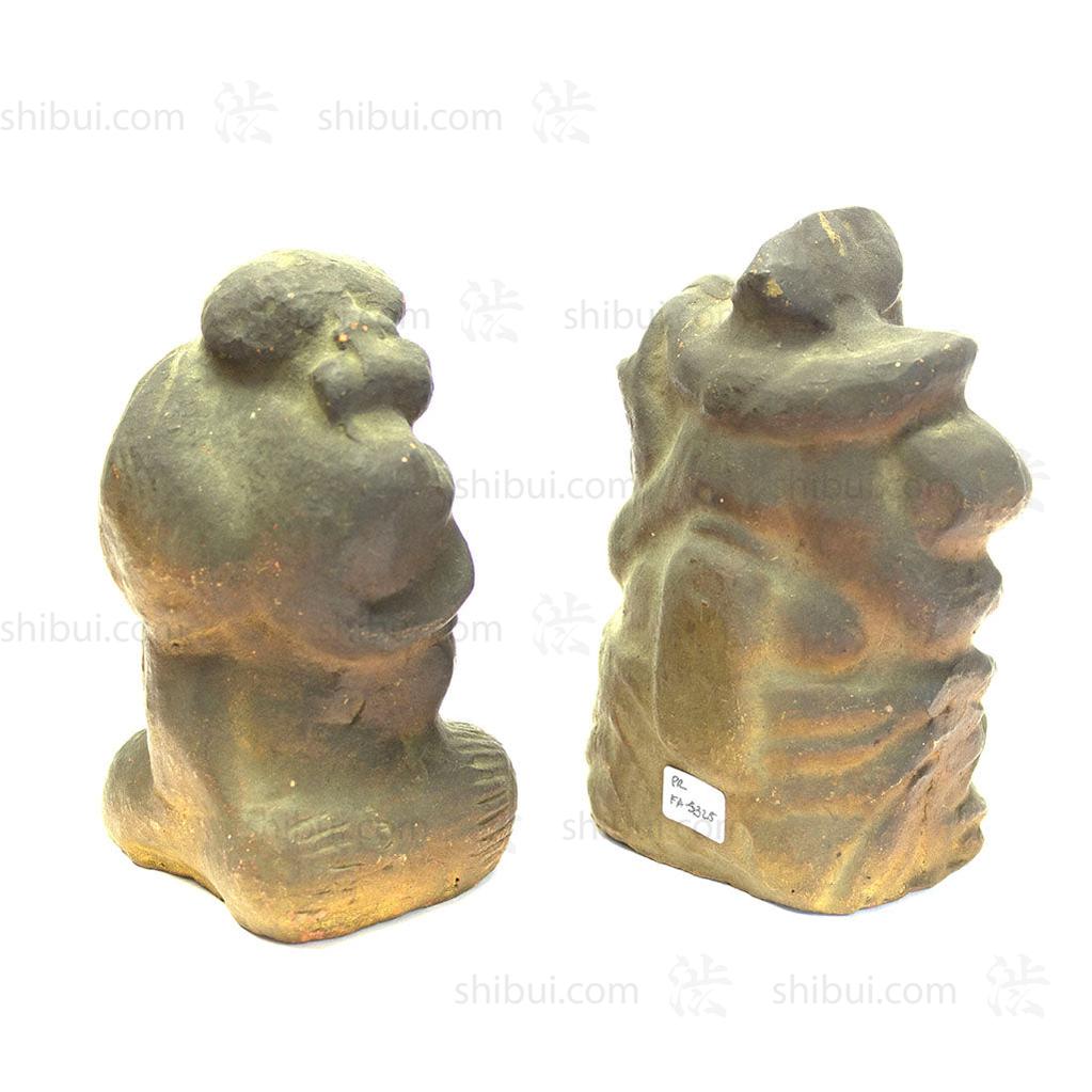 Pair of Clay Daikoku and Ebisu